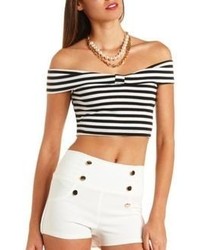 Charlotte Russe Bow Front Off The Shoulder Crop Top