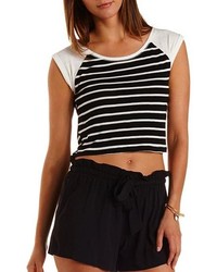 Charlotte Russe Cropped Striped Baseball Tee