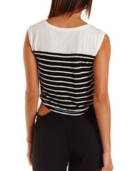 Charlotte Russe Cropped Striped Baseball Tee