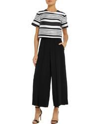 Iris And Ink Pearl Cropped Striped Satin Twill Top
