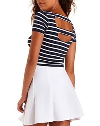 Charlotte Russe Striped Bar Back Cropped Tee