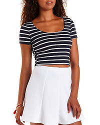 Charlotte Russe Striped Bar Back Cropped Tee