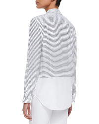 Equipment Long Sleeve Striped Solid Blouse