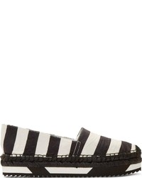 Dolce & Gabbana Black White Striped Espadrilles