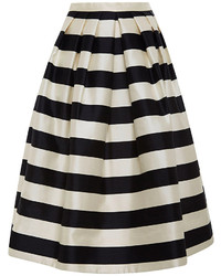 White and Black Horizontal Striped Full Skirt