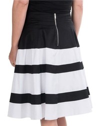 Amanda Chelsea Wide Stripe Pleated Skirt Stretch Cotton