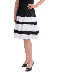 Amanda Chelsea Wide Stripe Pleated Skirt Stretch Cotton