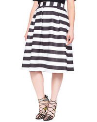 ELOQUII Plus Size Striped Pleated Skirt