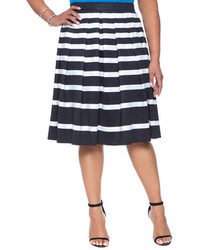 ELOQUII Plus Size Varigated Stripe Midi Skirt