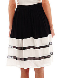 Nicole Miller Nicole By Nicole By Illusion Stripe Pleated A Line Skirt