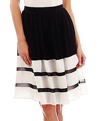 Nicole Miller Nicole By Nicole By Illusion Stripe Pleated A Line Skirt