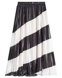 Marco De Vincenzo Pleated Diagonal Stripe Midi Skirt