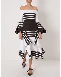 Rosetta Getty White Striped Scarf Hem Skirt