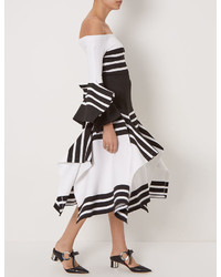 Rosetta Getty White Striped Scarf Hem Skirt