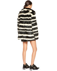 DKNY Faux Fur Striped Coat