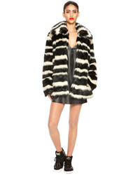 DKNY Faux Fur Striped Coat