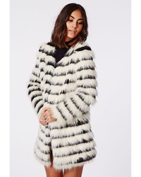 Missguided Katy Shaggy Faux Fur Coat Monochrome