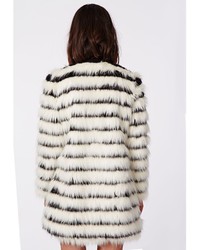 Missguided Katy Shaggy Faux Fur Coat Monochrome