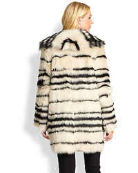 DKNY Striped Shearling Coat