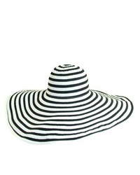 Scala Black White Extra Large Brim Sun Hat By Striped One Size