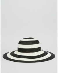 Liquorish Stripe Straw Floppy Hat