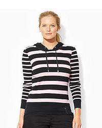 Lauren Ralph Lauren Plus Pink Collection Striped Hoodie