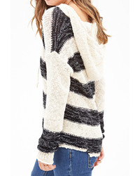 Forever 21 Striped Sweater Knit Hoodie