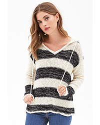 Forever 21 Striped Sweater Knit Hoodie