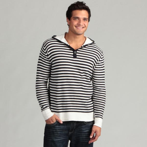 Trilogy Bernette Textile Co Navy Striped 3 Button Hoodie | Where to buy ...