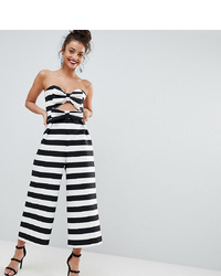 Asos Tall Bow Jumpsuit In Structured Fabric In Stripe