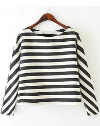Striped Crop Black And White Blouse