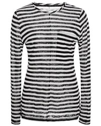 Derek Lam 10 Crosby Striped Linen Pocket T Shirt