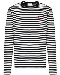 Ami Paris Ami De Coeur Striped T Shirt