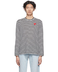 Comme Des Garcons Play Black White Heart Long Sleeve T Shirt