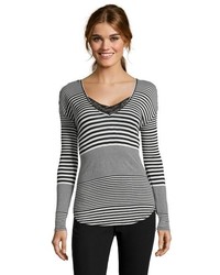 Wyatt Blue And White Striped Knit Long Sleeve Top