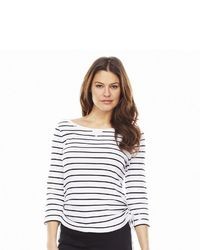 Chaps Striped Ruched Tee