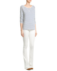 Closed Cotton Longsleeve Top With Stripes