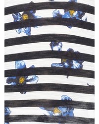 Proenza Schouler Floral Stripe Long Sleeve Cotton T Shirt