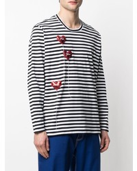 Doublet Heart Motif Striped Long Sleeve T Shirt