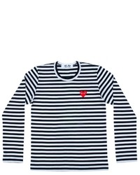 Comme des Garcons Play Stripe T Shirt With Red Heart