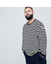 ASOS DESIGN Plus Oversized Striped Long Sleeve T Shirt In Velour