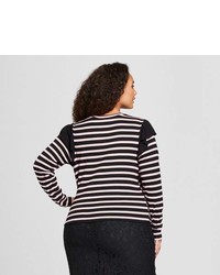 Who What Wear Plus Size Long Sleeve Shoulder Frill Crew T Shirt