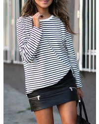Red White Long Sleeve Striped T Shirt