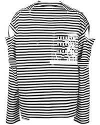 Takahiromiyashita The Soloist Stripe Print Cut Out T Shirt