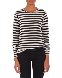 Proenza Schouler Stripe Slub Knit T Shirt Black Size Xs