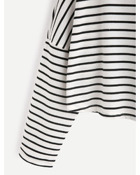 Shein Striped Drop Shoulder Crop T Shirt