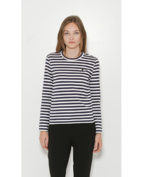 Comme des Garcons Striped Small Heart T Shirt