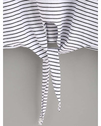 Romwe Striped Tie Front Dropped Shoulder Tee