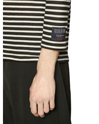 Yohji Yamamoto Striped Wool Jersey Long Sleeve T Shirt