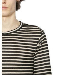 Yohji Yamamoto Striped Wool Jersey Long Sleeve T Shirt